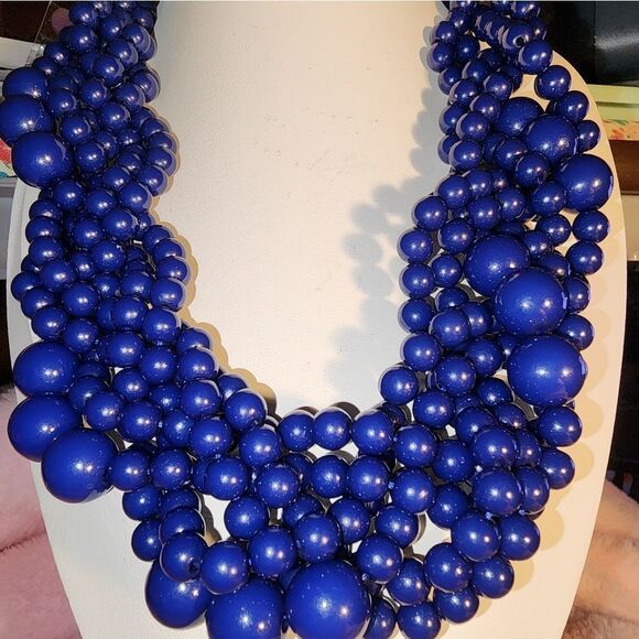 BAUBLEBAR GOLD TONE SAPPHIRE BLUE RESIN 20"-22" NECKLACE NWOT - Picture 5 of 6